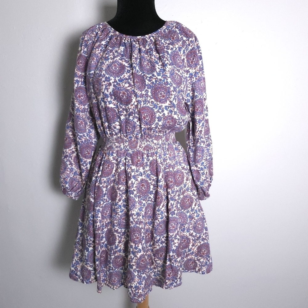 J.Crew Palermo Linen Smocked-Waist Floral Mini Dress Size Spring 2023